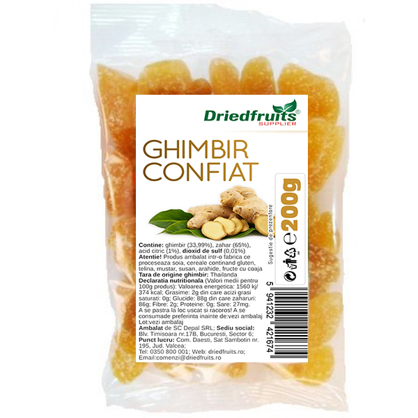 Ghimbir confiat cuburi - 200 g imagine produs 2021 Dried Fruits